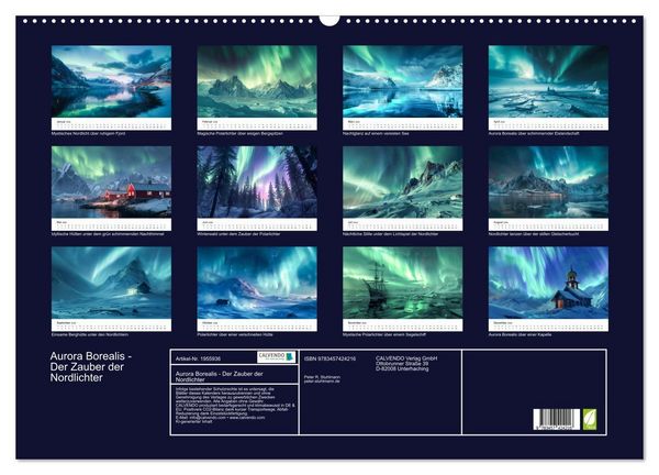Produktbild: Aurora Borealis - Der Zauber der Nordlichter (Wandkalender 2026 DIN A2 quer), CALVENDO Monatskalender