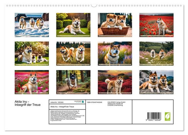 Produktbild: Akita Inu - Inbegriff der Treue (hochwertiger Premium Wandkalender 2026 DIN A2 quer), Kunstdruck in Hochglanz