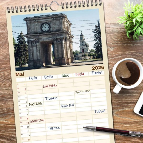 Produktbild: Familienplaner 2026 - Republik Moldawien - Das s&uuml;dosteurop&auml;ische Kleinod mit 5 Spalten (Wandkalender, 21 x 45 cm) CALVENDO