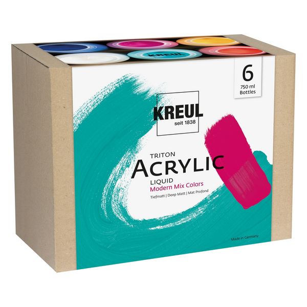 KREUL Acrylfarbe Triton Liquid Set Modern Mix Colors 6x 750ml Flasche