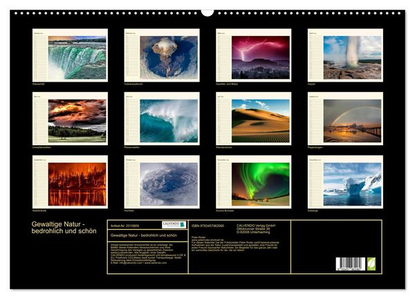 Produktbild: Gewaltige Natur - bedrohlich und sch&ouml;n (Wandkalender 2026 DIN A2 quer), CALVENDO Monatskalender