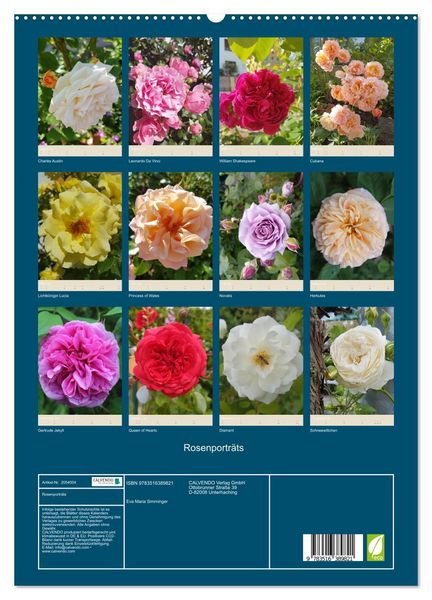 Produktbild: Rosenportr&auml;ts (hochwertiger Premium Wandkalender 2026 DIN A2 hoch), Kunstdruck in Hochglanz