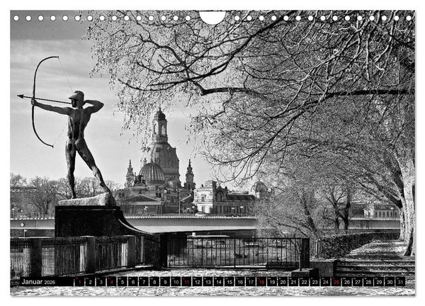Produktbild: Dresden Faszination Schwarz Weiss (Wandkalender 2026 DIN A4 quer), CALVENDO Monatskalender