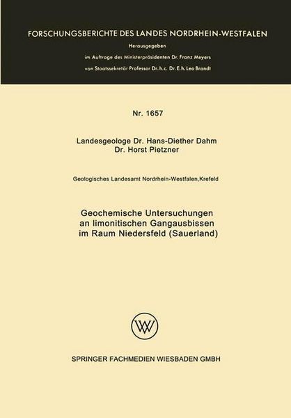 Produktbild: Geochemische Untersuchungen an limonitischen Gangausbissen im Raum Niedersfeld (Sauerland)