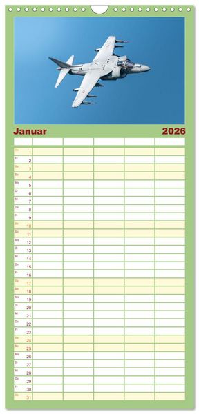 Produktbild: Familienplaner 2026 - Milit&auml;rflieger mit 5 Spalten (Wandkalender, 21 x 45 cm) CALVENDO