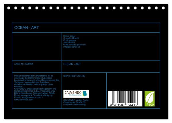 Produktbild: OCEAN - ART (Tischkalender 2026 DIN A5 quer), CALVENDO Monatskalender