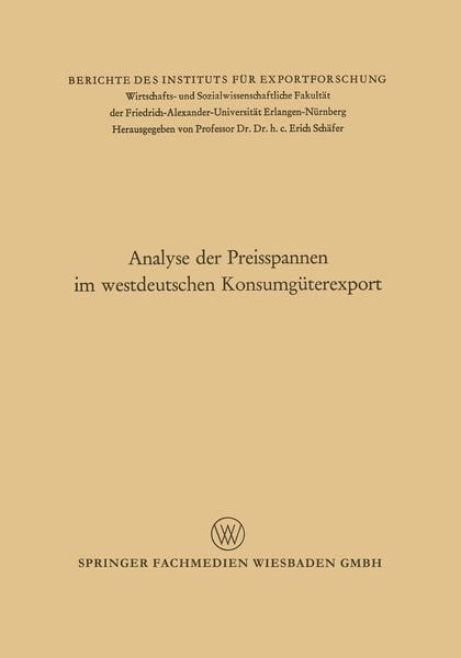 Produktbild: Analyse der Preisspannen im westdeutschen Konsumg&uuml;terexport