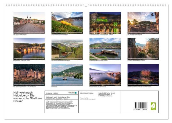 Produktbild: Heimweh nach Heidelberg - Die romantische Stadt am Neckar (hochwertiger Premium Wandkalender 2026 DIN A2 quer), Kunstdruck in Hochglanz