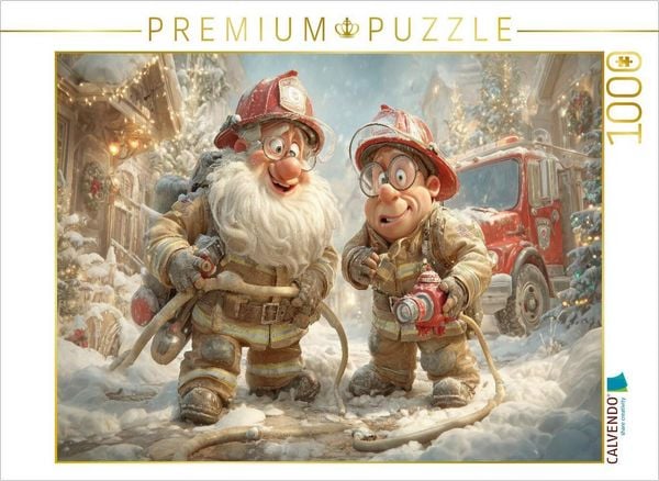 Produktbild: CALVENDO Puzzle Wenn der Weihnachtsmann l&ouml;schen kommt, gibt's Geschenke mit Blaulicht! | 1000 Teile Lege-Gr&ouml;&szlig;e 64x48cm Foto-Puzzle f&uuml;r gl&uuml;ckliche Stun