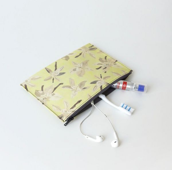 Produktbild: Koreanische Hanji-Papiertasche Federm&auml;ppchen Kosmetiktasche &ndash; Gelb/Vanille - aus traditionellem Hanji-Papier