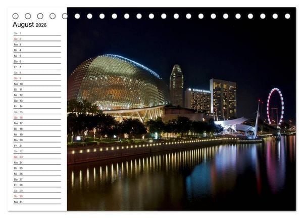 Produktbild: Singapur - Die Farben der Nacht (Tischkalender 2026 DIN A5 quer), CALVENDO Monatskalender