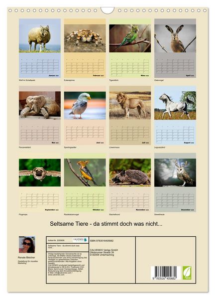 Produktbild: Seltsame Tiere - da stimmt doch was nicht... (Wandkalender 2026 DIN A3 hoch), CALVENDO Monatskalender