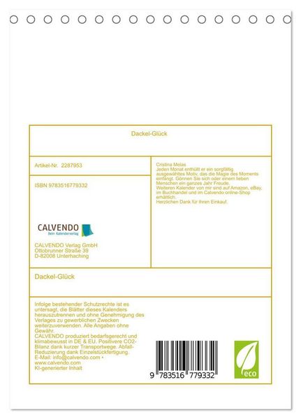 Produktbild: Dackel-Gl&uuml;ck (Tischkalender 2027 DIN A5 hoch), CALVENDO Monatskalender