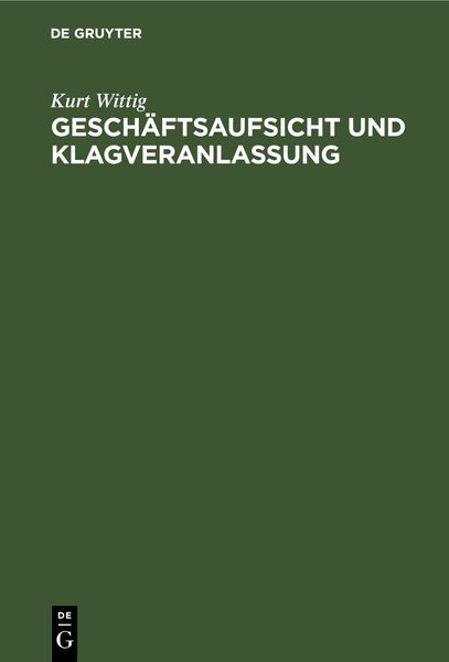Produktbild: Gesch&auml;ftsaufsicht und Klagveranlassung