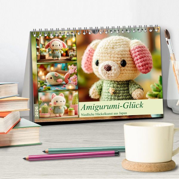 Produktbild: Amigurumi-Gl&uuml;ck. Niedliche H&auml;ckelkunst aus Japan (Tischkalender 2026 DIN A5 quer), CALVENDO Monatskalender