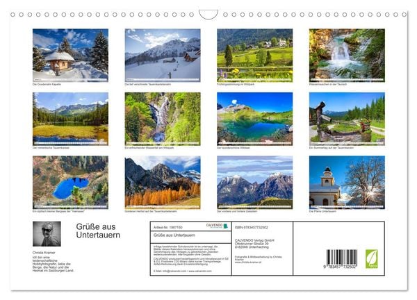 Produktbild: Gr&uuml;&szlig;e aus Untertauern (Wandkalender 2026 DIN A3 quer), CALVENDO Monatskalender