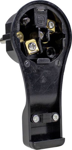 Produktbild: AS Schwabe 45039 Schutzkontakt-Flachstecker Kunststoff mit Aussteckhilfe 230V Schwarz IP20