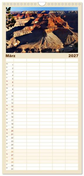 Produktbild: Familienplaner 2027 - Nationalparks der Welt mit 5 Spalten (Wandkalender, 21 x 45 cm) CALVENDO