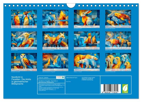 Produktbild: Nordlicht in Facetten. Die Arktis in geometrischer Bildsprache (Wandkalender 2027 DIN A4 quer), CALVENDO Monatskalender