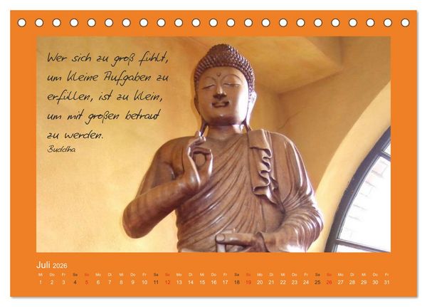 Produktbild: Buddha & Zitate (Tischkalender 2026 DIN A5 quer), CALVENDO Monatskalender