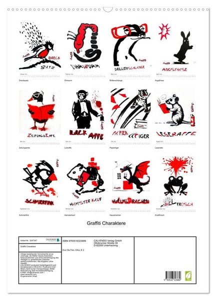 Produktbild: Graffiti Charaktere (Wandkalender 2026 DIN A2 hoch), CALVENDO Monatskalender