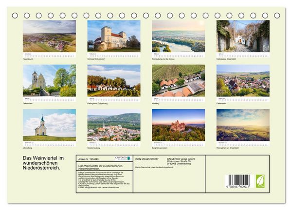 Produktbild: Das Weinviertel im wundersch&ouml;nen Nieder&ouml;sterreich. (Tischkalender 2026 DIN A5 quer), CALVENDO Monatskalender