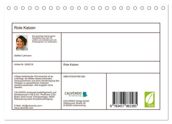 Produktbild: Rote Katzen (Tischkalender 2026 DIN A5 quer), CALVENDO Monatskalender