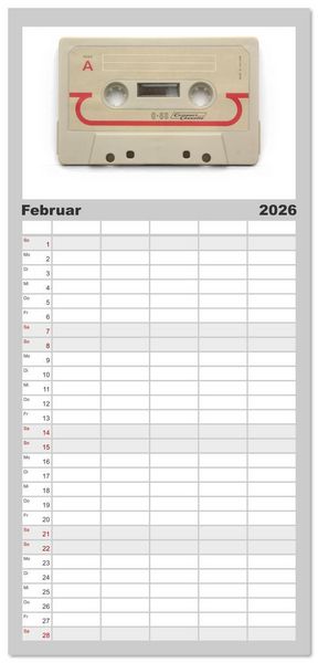 Produktbild: Familienplaner 2026 - Audio Tapes mit 5 Spalten (Wandkalender, 21 x 45 cm) CALVENDO