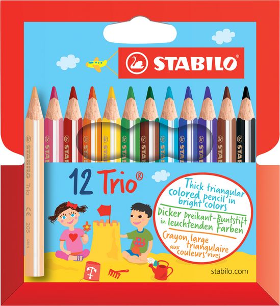 Produktbild: STABILO Dreikant-Buntstift -   Trio dick kurz - 12er Pack - mit 12 verschiedenen Farben
