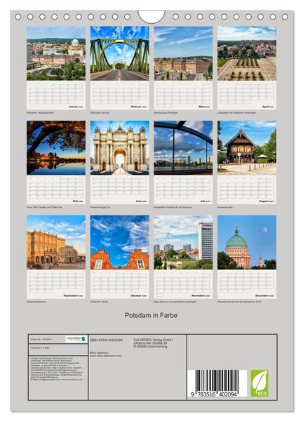 Produktbild: Potsdam in Farbe (Wandkalender 2026 DIN A4 hoch), CALVENDO Monatskalender