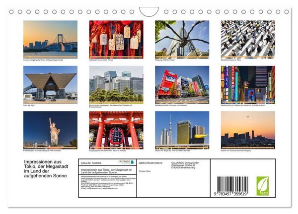 Produktbild: Impressionen aus Tokio, der Megastadt im Land der aufgehenden Sonne (Wandkalender 2026 DIN A4 quer), CALVENDO Monatskalender
