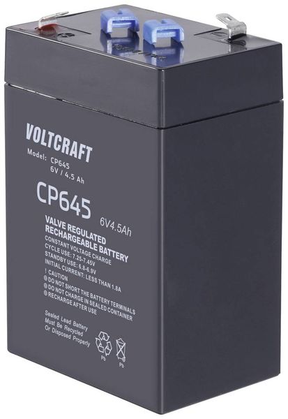 VOLTCRAFT CE6V/4,5Ah VC-12713940 Bleiakku 6 V 4.5 Ah Blei-Vlies (AGM) (B x H x T) 70 x 107 x 47 mm Flachstecker 4.8 mm W