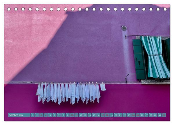 Produktbild: Le linge de Burano (Calendrier de bureau 2026 DIN A5 vertical), CALVENDO calendrier mensuel