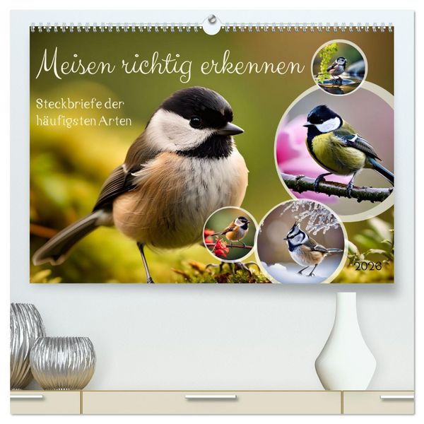 Produktbild: Meisen richtig erkennen (hochwertiger Premium Wandkalender 2026 DIN A2 quer), Kunstdruck in Hochglanz