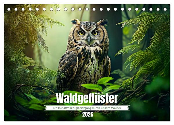 Waldgeflüster - ein kunstvoller Spaziergang durch unsere Wälder (Tischkalender 2026 DIN A5 quer), CALVENDO Monatskalender