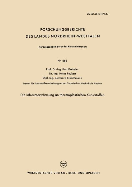 Produktbild: Die Infraroterw&auml;rmung an thermoplastischen Kunststoffen