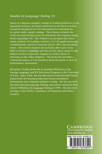 Produktbild: Issues in Computer-Adaptive Testing of Reading Proficiency