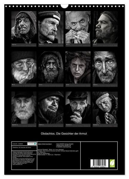 Produktbild: Obdachlos. Die Gesichter der Armut (Wandkalender 2026 DIN A3 hoch), CALVENDO Monatskalender