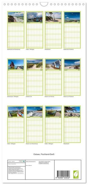 Produktbild: Familienplaner 2027 - Ostsee, Fischland-Dar&szlig; mit 5 Spalten (Wandkalender, 21 x 45 cm) CALVENDO