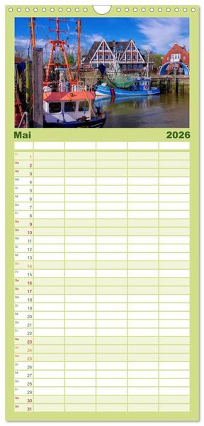 Produktbild: Familienplaner 2026 - Neuharlingersiel - Ostfrieslands sch&ouml;nstes Hafenst&auml;dtchen mit 5 Spalten (Wandkalender, 21 x 45 cm) CALVENDO