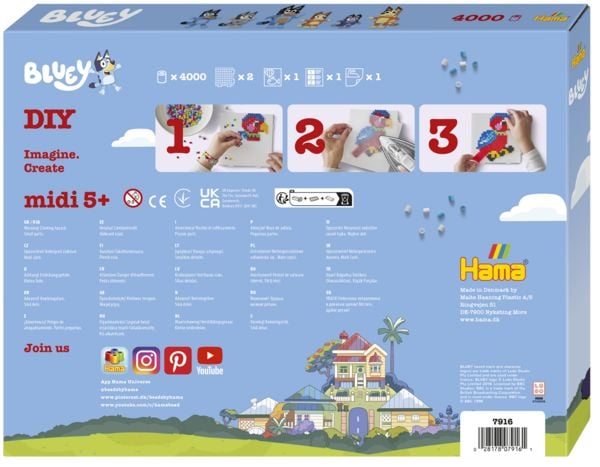 Produktbild: Hama 7916 - DIY B&uuml;gelperlen Midi 5+, Motiv Bluey, Geschenkpackung, 4000 St&uuml;ck