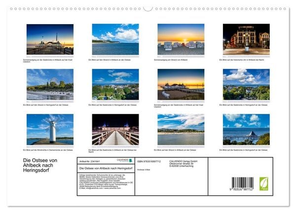Produktbild: Die Ostsee von Ahlbeck nach Heringsdorf (hochwertiger Premium Wandkalender 2027 DIN A2 quer), Kunstdruck in Hochglanz
