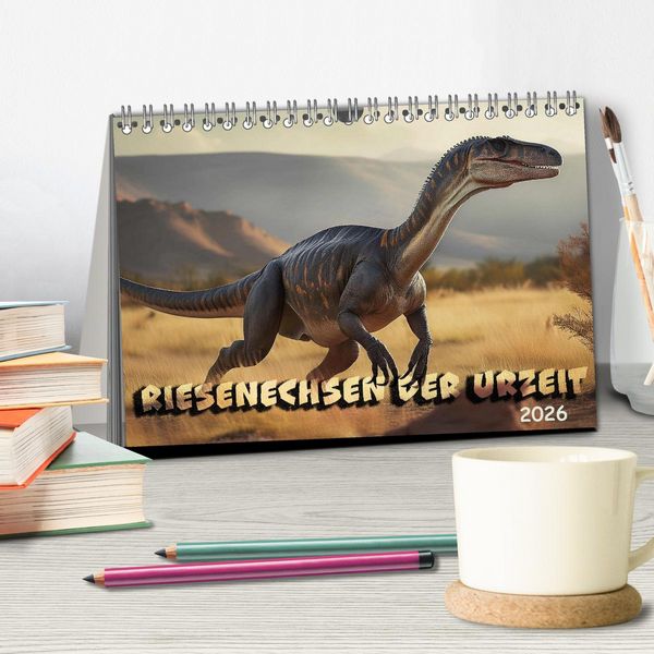 Produktbild: Riesenechsen der Urzeit (Tischkalender 2026 DIN A5 quer), CALVENDO Monatskalender