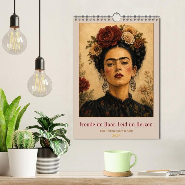 Produktbild: Freude im Haar. Leid im Herzen. Eine Hommage an Frida Kahlo (Wandkalender 2027 DIN A4 hoch), CALVENDO Monatskalender
