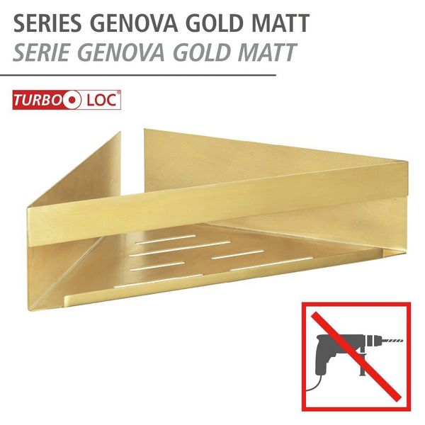 Produktbild: Turbo-Loc&reg; Eckablage Mod. Genova Gold Matt, befestigen ohne Bohren mit Spezial-Klebepad