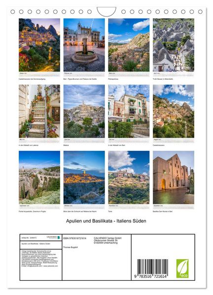 Produktbild: Apulien und Basilikata - Italiens S&uuml;den (Wandkalender 2026 DIN A4 hoch), CALVENDO Monatskalender