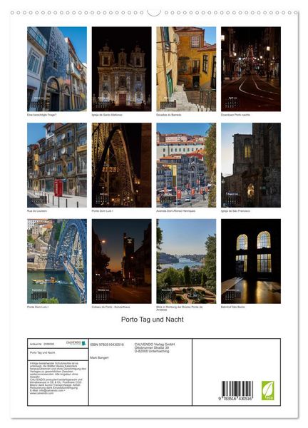 Produktbild: Porto Tag und Nacht (hochwertiger Premium Wandkalender 2026 DIN A2 hoch), Kunstdruck in Hochglanz