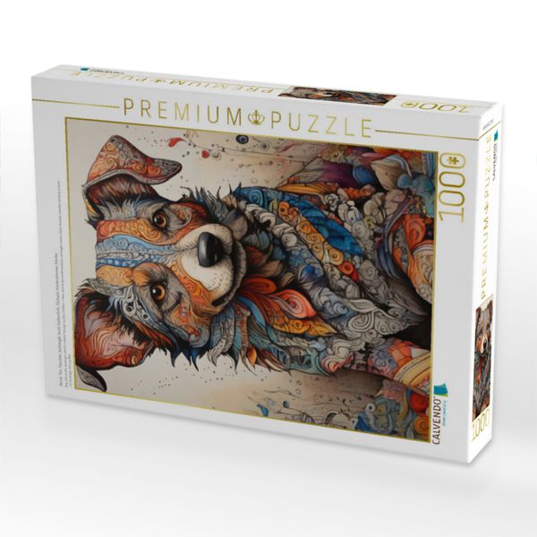 Produktbild: CALVENDO Puzzle Hund, Tier, Haustier, zentangle, bunt, farbenfroh, Fantasie, Kinderzimmer, Kinder, | 1000 Teile Lege-Gr&ouml;&szlig;e 64x48cm Foto-Puzzle f&uuml;r gl&uuml;