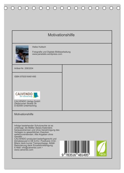 Produktbild: Motivationshilfe (Tischkalender 2026 DIN A5 hoch), CALVENDO Monatskalender
