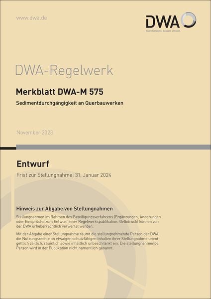 Produktbild: Merkblatt DWA-M 575 Sedimentdurchgängigkeit an Querbauwerken (Entwurf)